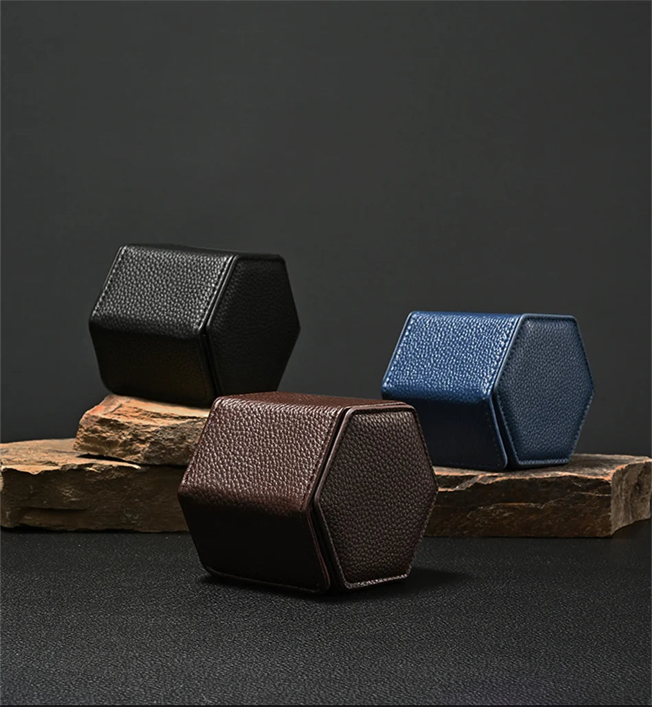 Uhrenbox Organizer – PU Leder, Hexagonal, Reisegrösse