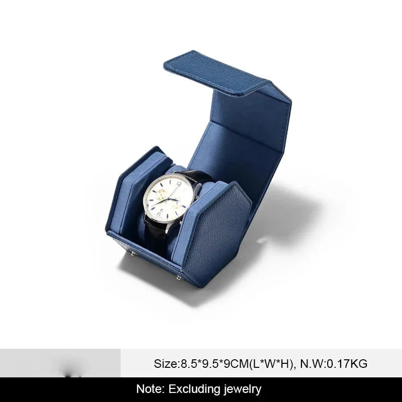 Uhrenbox Organizer – PU Leder, Hexagonal, Reisegrösse