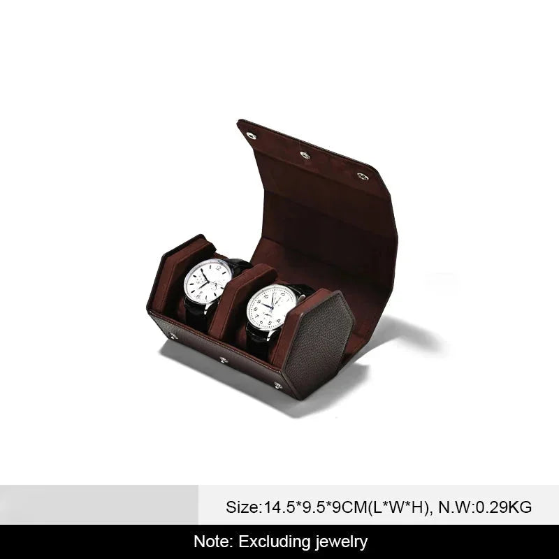 Uhrenbox Organizer – PU Leder, Hexagonal, Reisegrösse