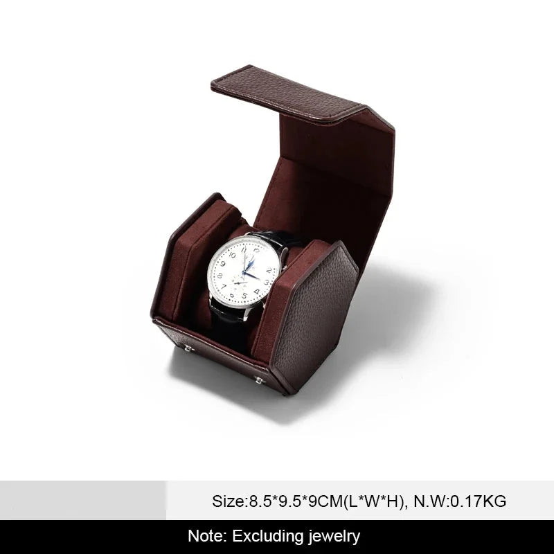 Uhrenbox Organizer – PU Leder, Hexagonal, Reisegrösse