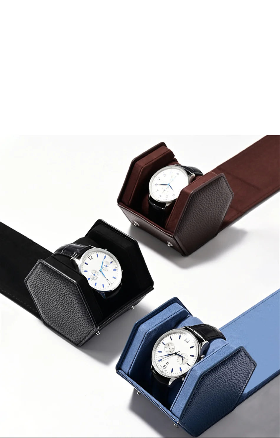 Uhrenbox Organizer – PU Leder, Hexagonal, Reisegrösse