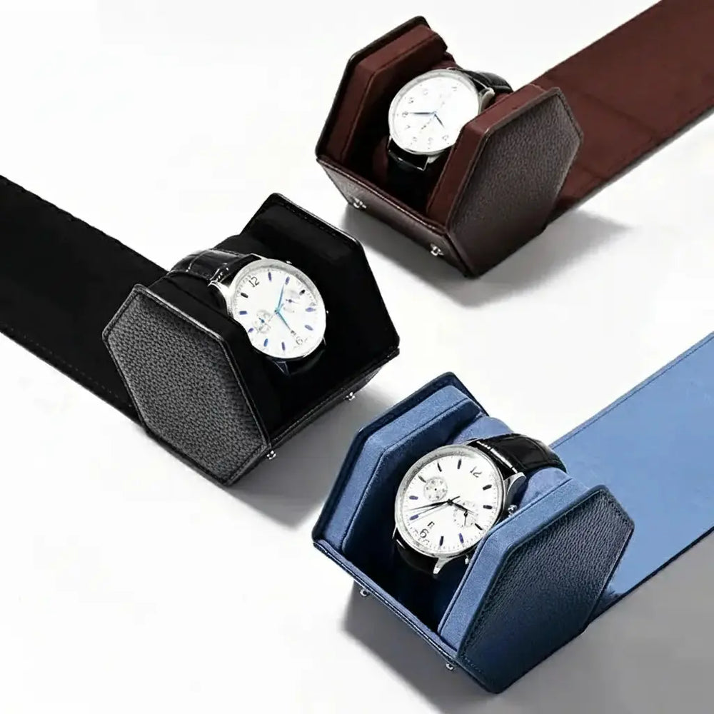 Uhrenbox Organizer – PU Leder, Hexagonal, Reisegrösse