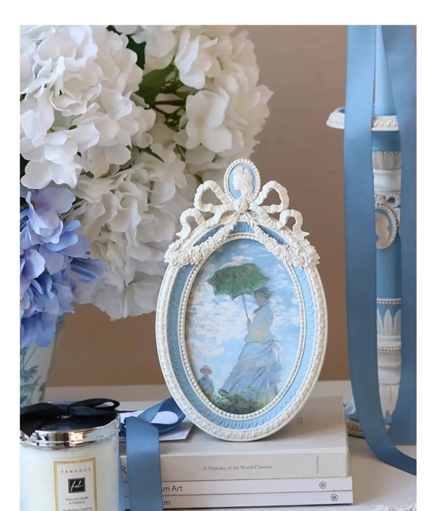 Weisser French Vintage Harz-Bilderrahmen im Rokoko Stil, 6 Zoll