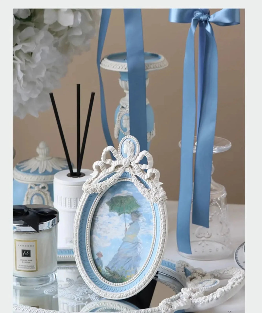 Vintage weisser Foto Rahmen aus Harz im French Stil 6 Zoll