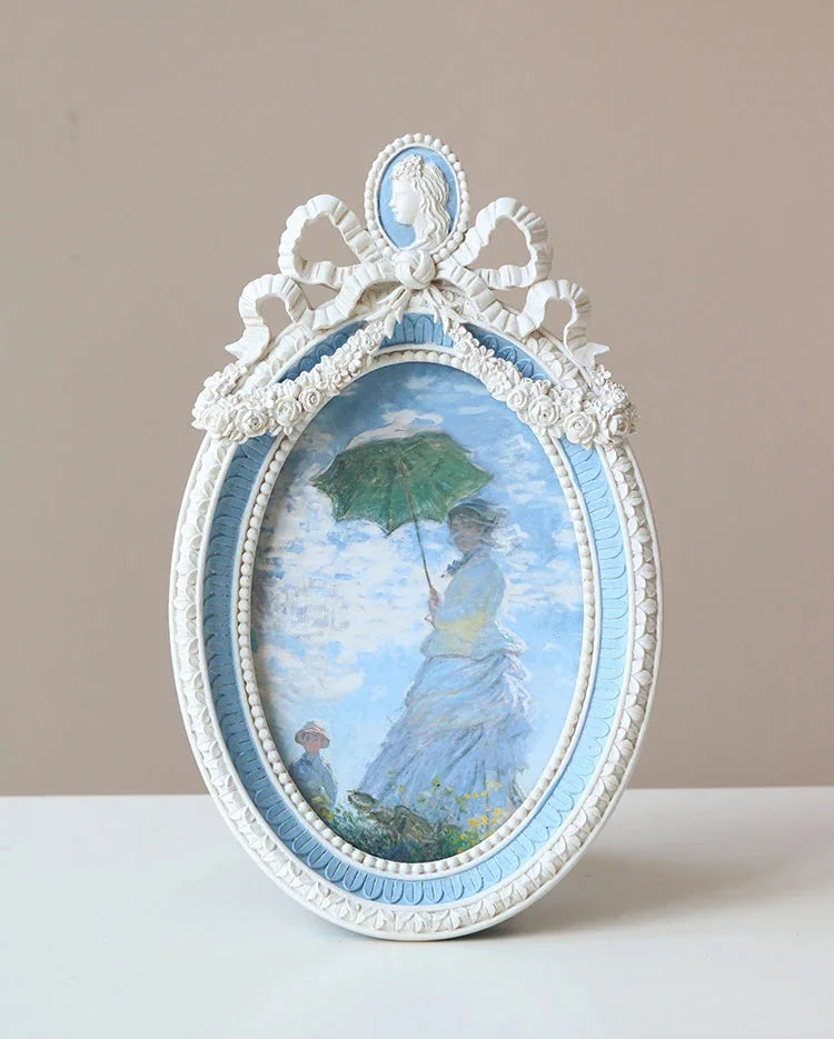 weisser French Vintage 6-Zoll Bilderrahmen im Rokoko-Stil aus Harz