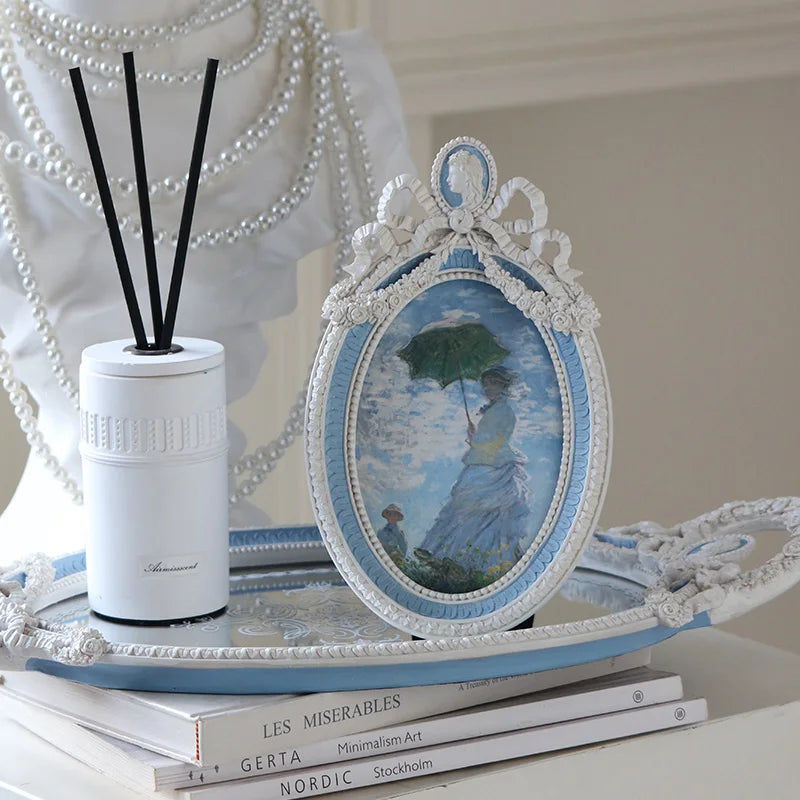 French Vintage Rokoko Bilderrahmen aus Harz, 6 Zoll, Farbe Weiss