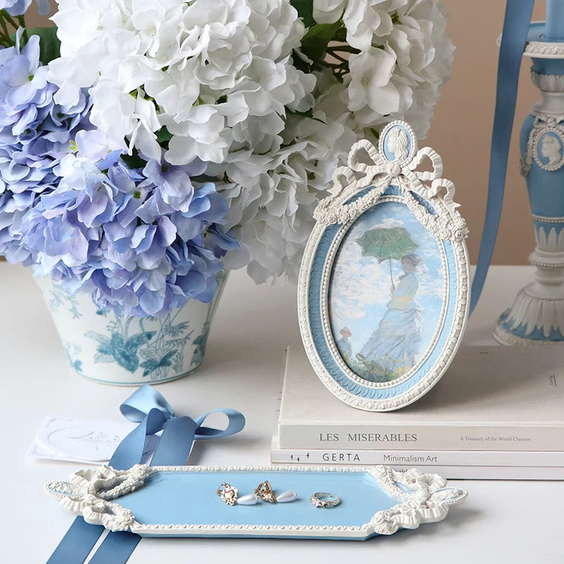 weisser French Vintage 6-Zoll Bilderrahmen aus Harz im Rokoko-Stil