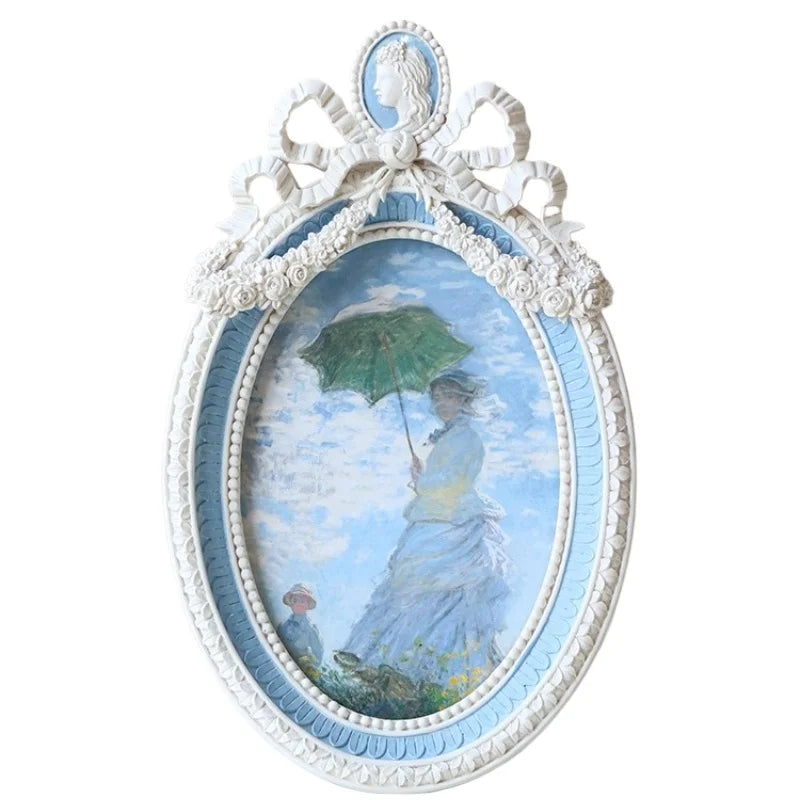 Vintage Rokoko Harz-Fotorahmen in Weiss, French Stil 6 Zoll