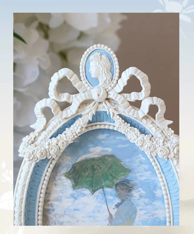 French vintage Harz Bilderrahmen in weiss, 6 Zoll Rokoko-Stil