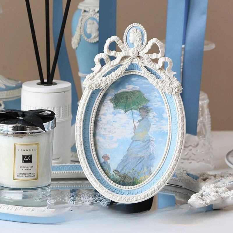 French Vintage Bilderrahmen aus Harz, Farbe: Weiss, Grösse: 6 Zoll