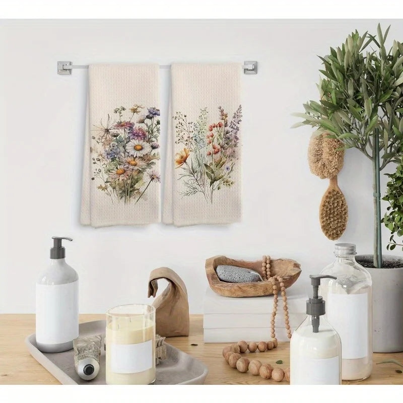 Vintage Blumen Küchentücher – Weiches Polyester, 24x16