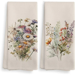 Vintage Blumen Küchentücher – Weiches Polyester, 24x16