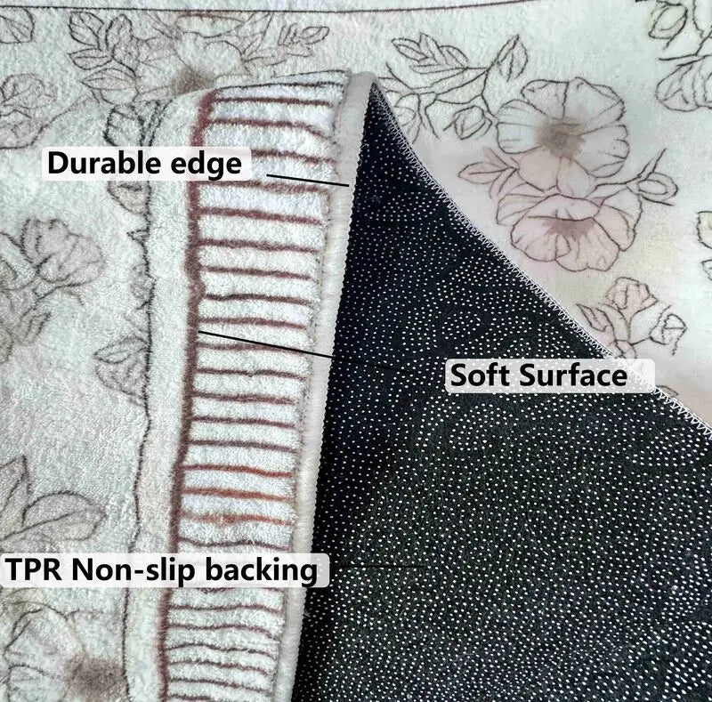 Vintage Blumen Teppich – Polyester Wellenmuster – 70x160cm