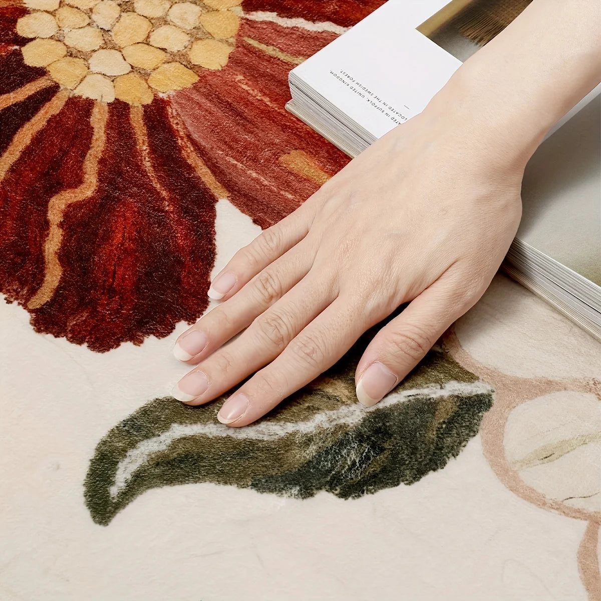 Vintage Blumen Teppich – Polyester Wellenmuster – 70x160cm