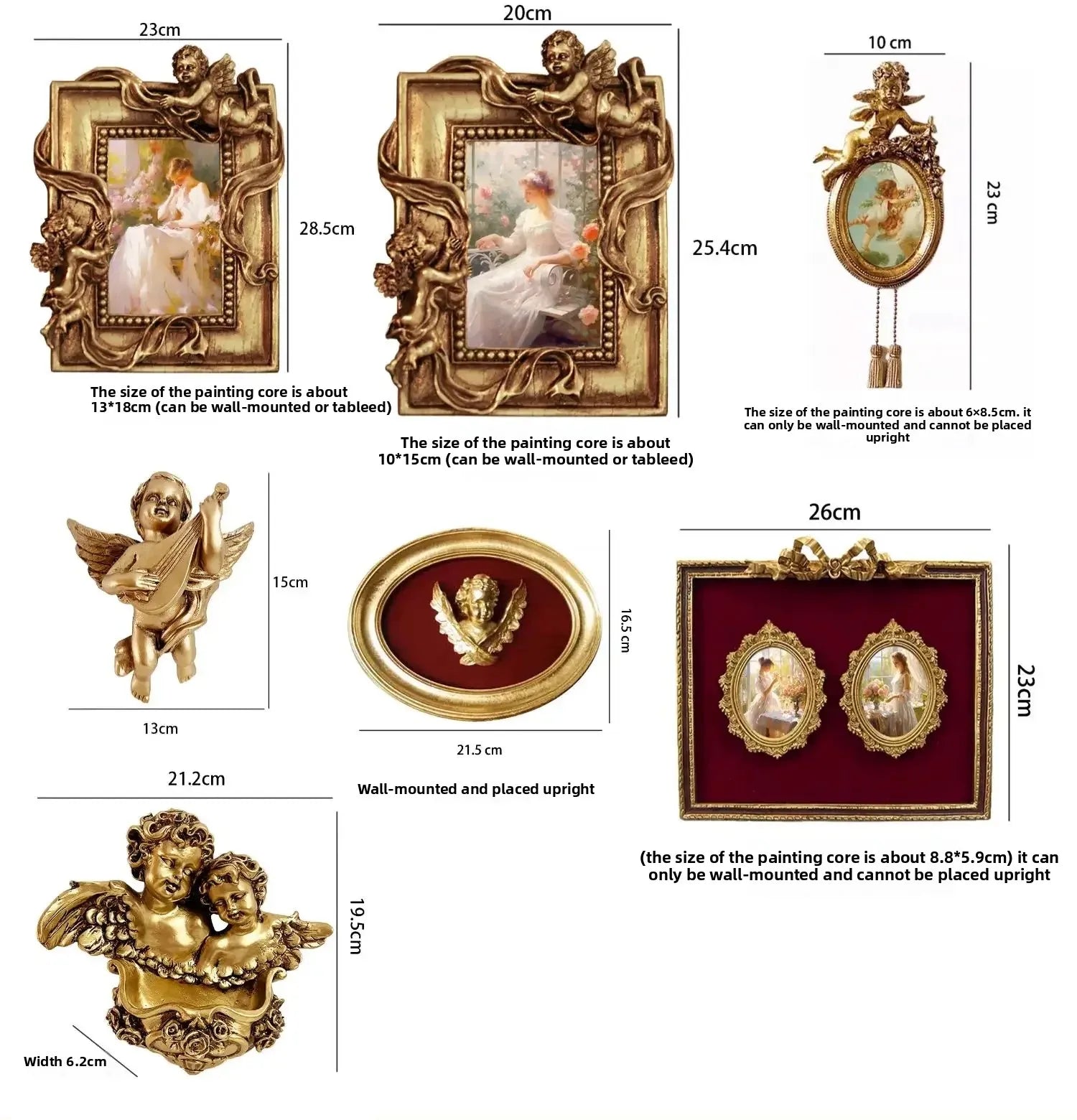 Vintage Engel Rahmen – Roter Samt Harz Design