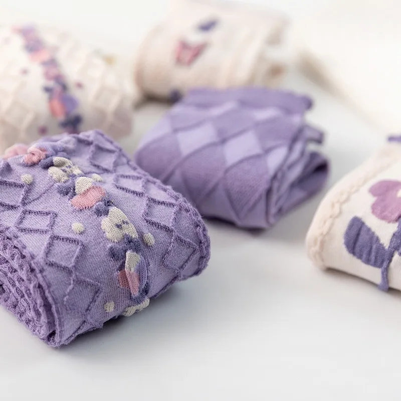 Vintage Floral Socken – Retro Harajuku Stil – Atmungsaktive Baumwolle