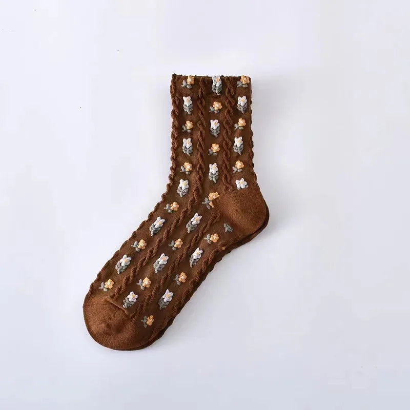 Vintage Floral Socken – Retro Harajuku Stil – Atmungsaktive Baumwolle