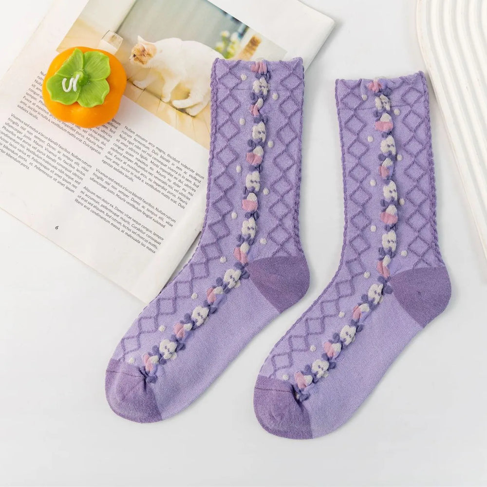 Vintage Floral Socken – Retro Harajuku Stil – Atmungsaktive Baumwolle