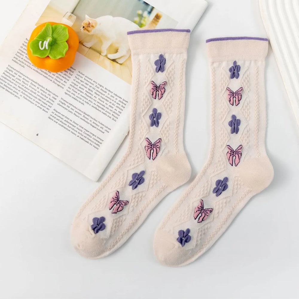 Vintage Floral Socken – Retro Harajuku Stil – Atmungsaktive Baumwolle