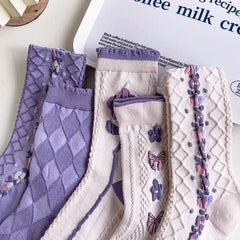 Vintage Floral Socken – Retro Harajuku Stil – Atmungsaktive Baumwolle