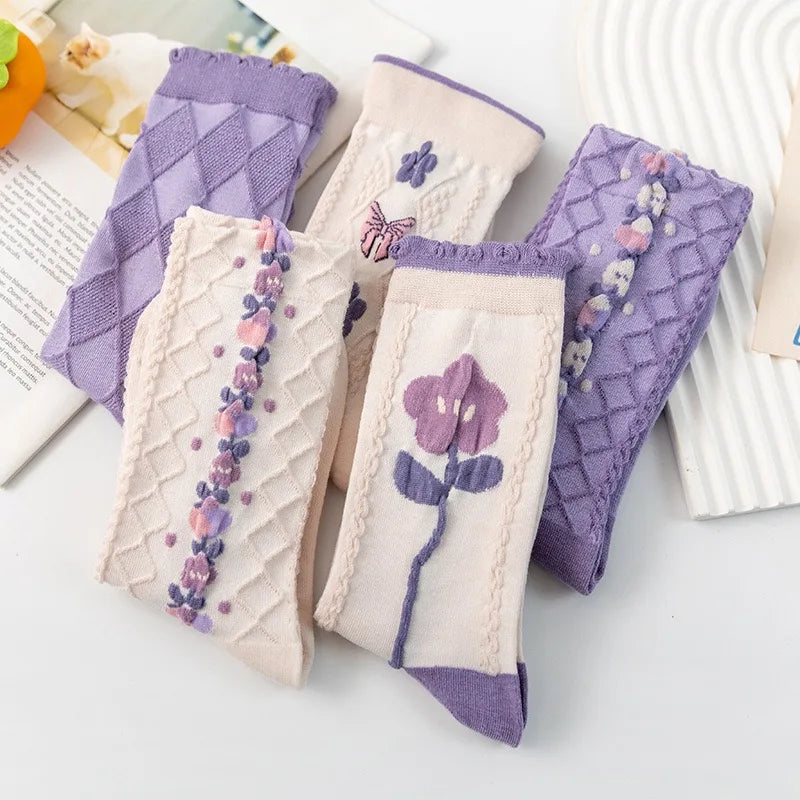 Vintage Floral Socken – Retro Harajuku Stil – Atmungsaktive Baumwolle