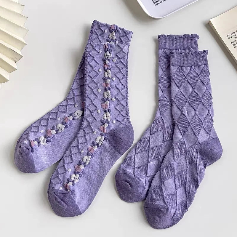 Vintage Floral Socken – Retro Harajuku Stil – Atmungsaktive Baumwolle