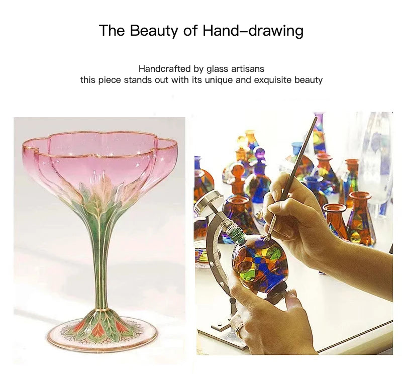 Vintage Glas Kelch – Handbemaltes Design