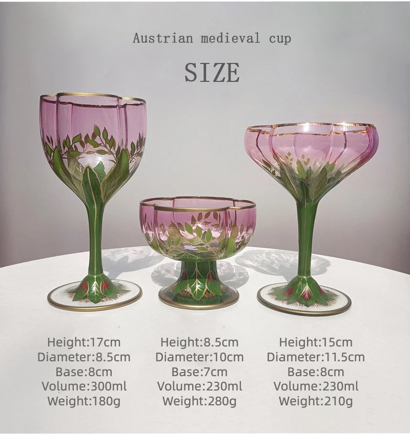 Vintage Glas Kelch – Handbemaltes Design