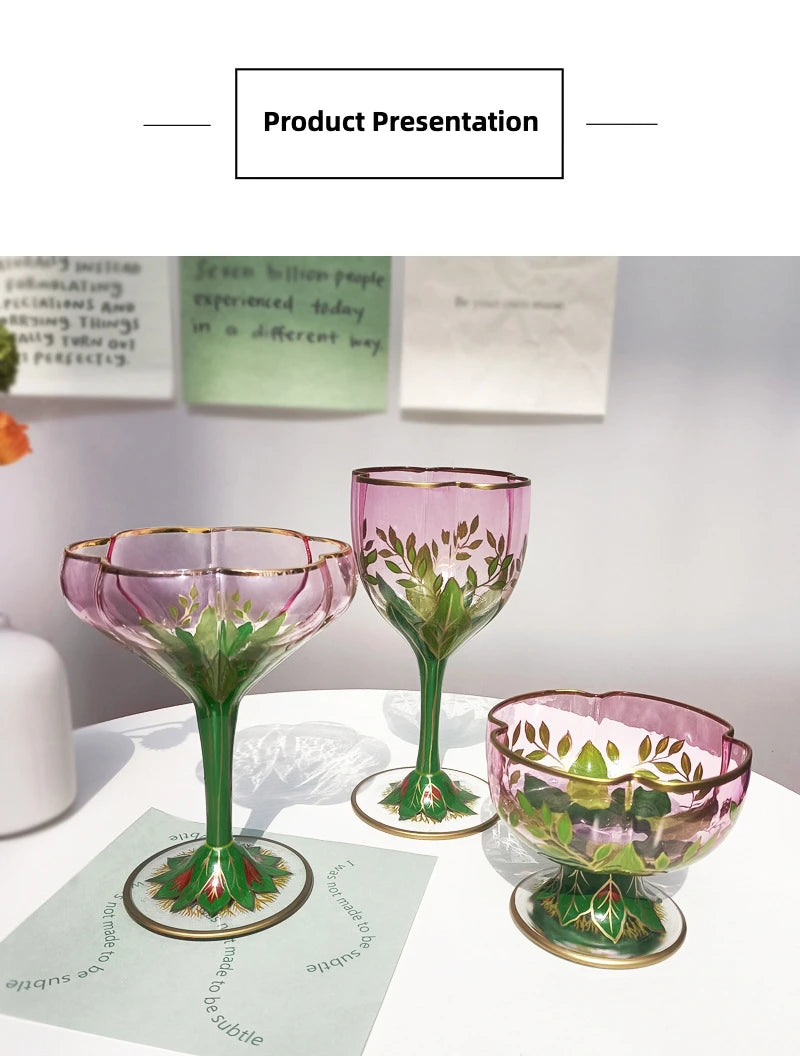 Vintage Glas Kelch – Handbemaltes Design