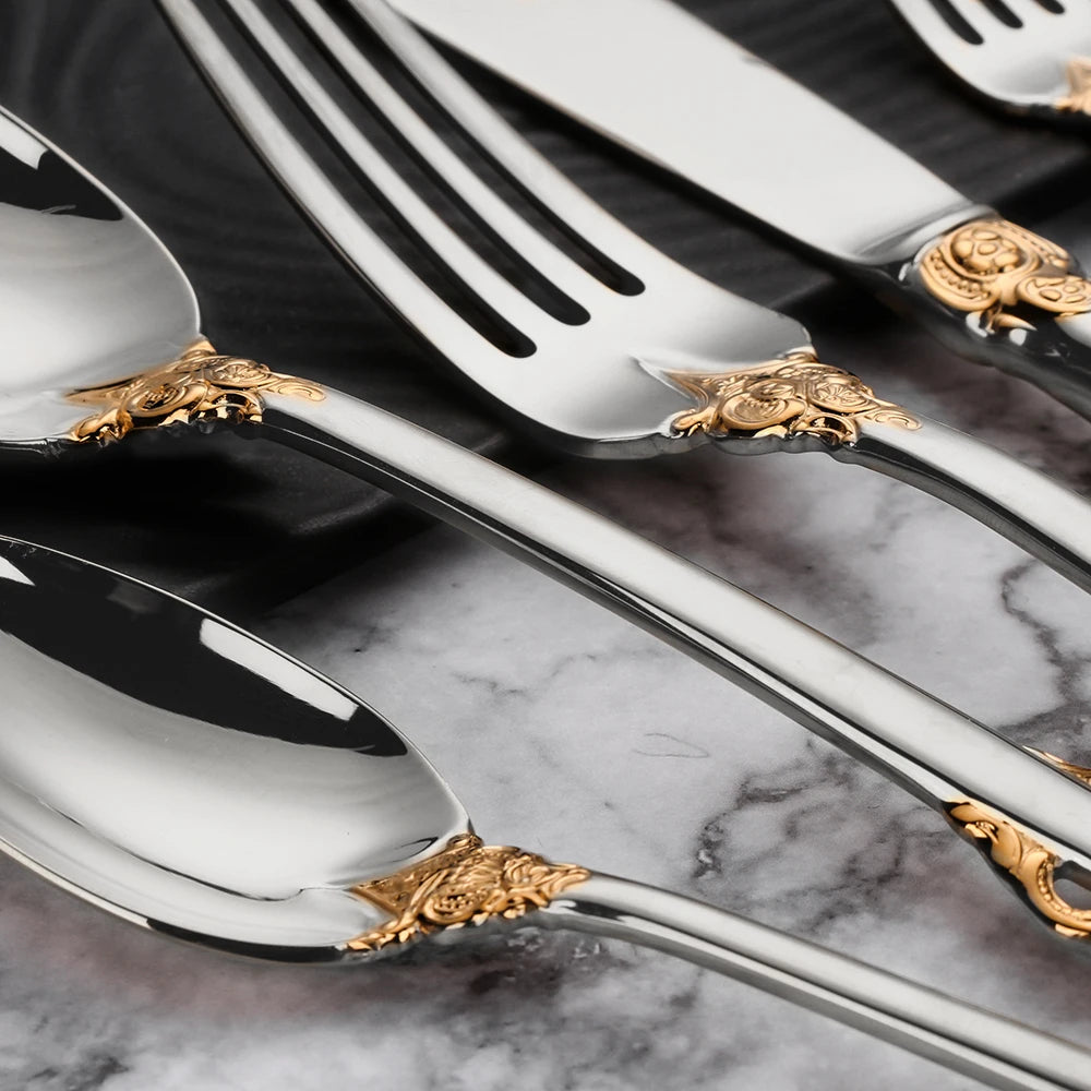 Vintage Gold Besteckset – Edelstahl – Service für 6