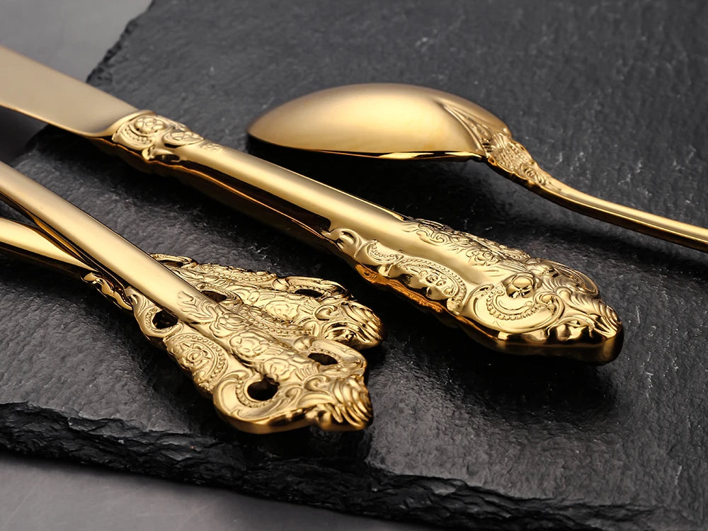 Vintage Gold Besteckset – Edelstahl – Service für 6