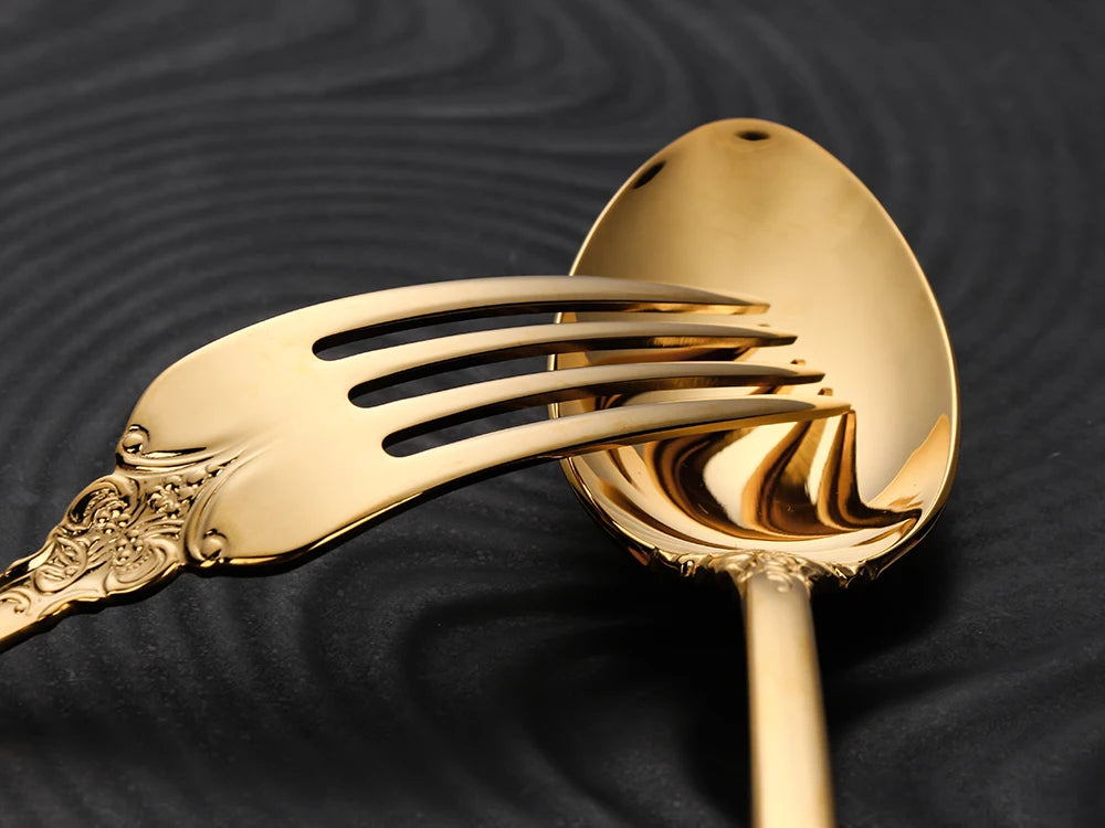 Vintage Gold Besteckset – Edelstahl – Service für 6