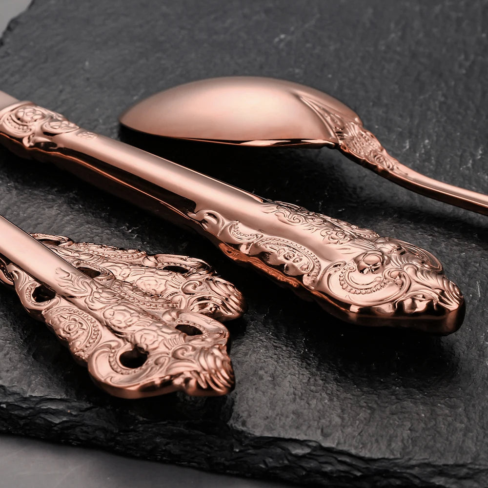 Vintage Gold Besteckset – Edelstahl – Service für 6