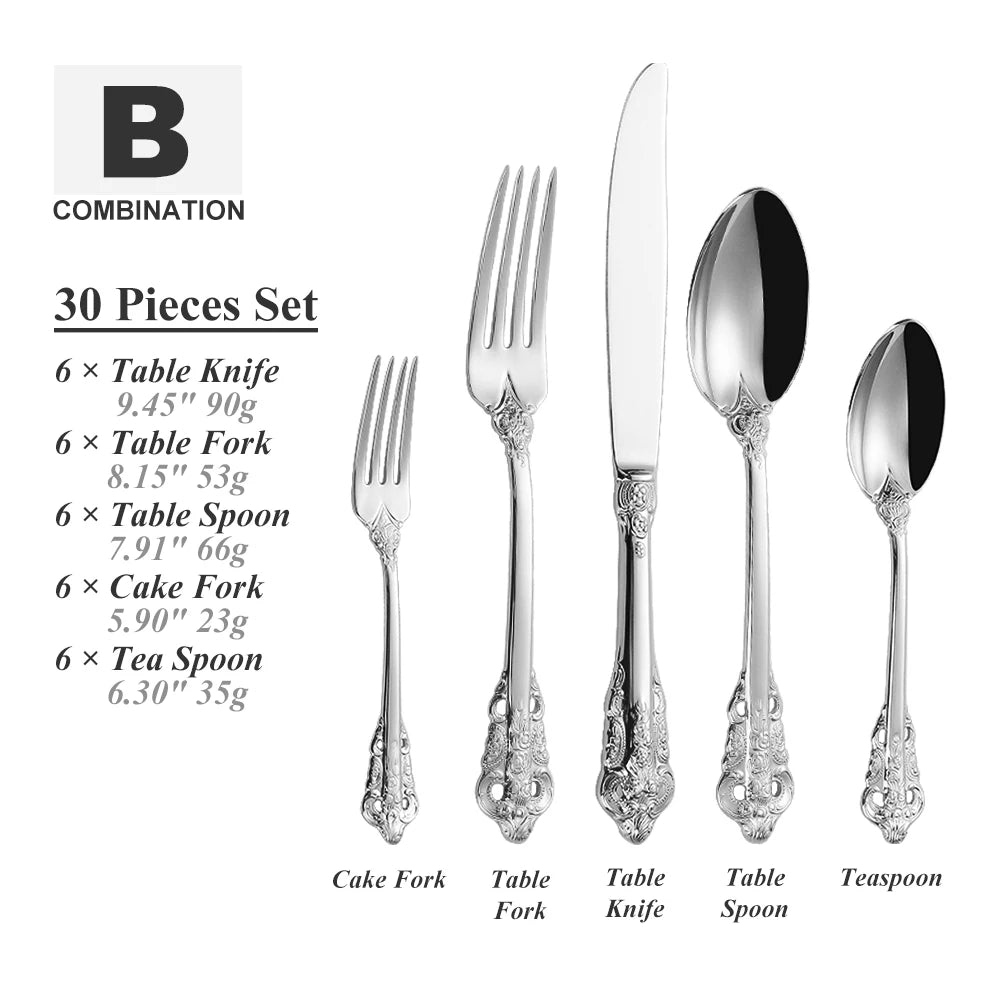 Vintage Gold Besteckset – Edelstahl – Service für 6