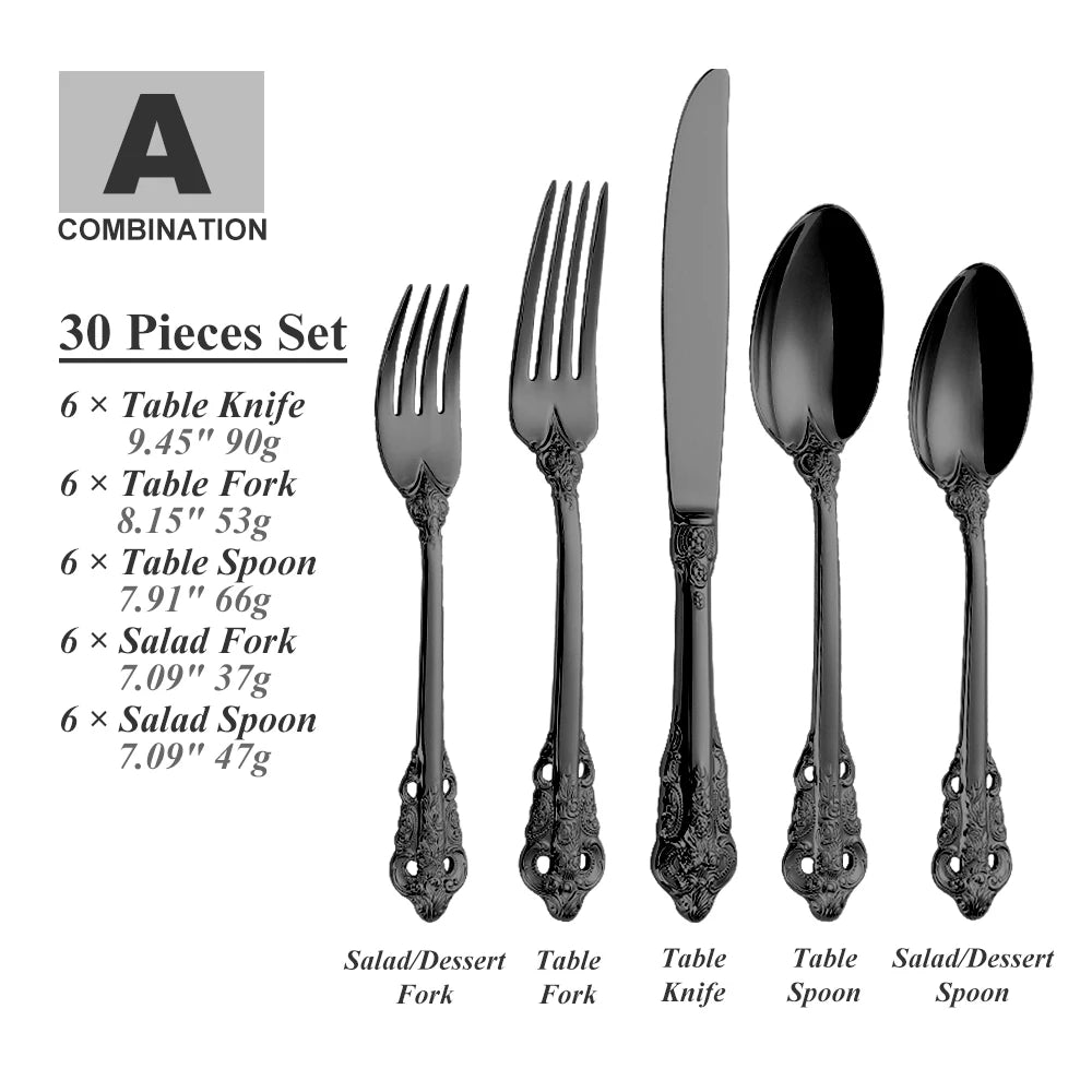 Vintage Gold Besteckset – Edelstahl – Service für 6