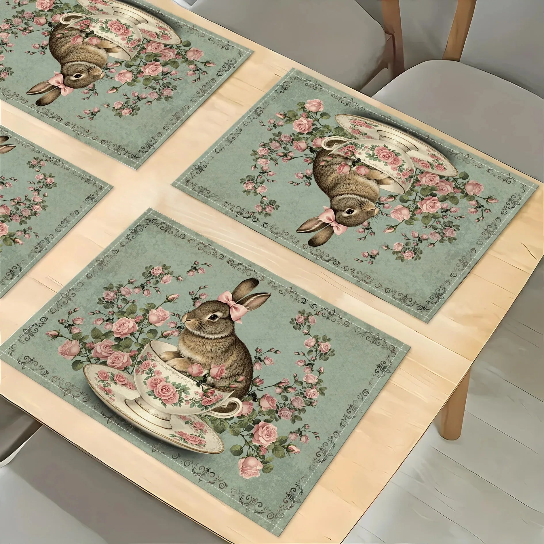Vintage Hase Platzmatten – Leinen Design – Grössenwahl