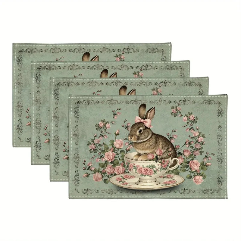 Vintage Hase Platzmatten – Leinen Design – Grössenwahl