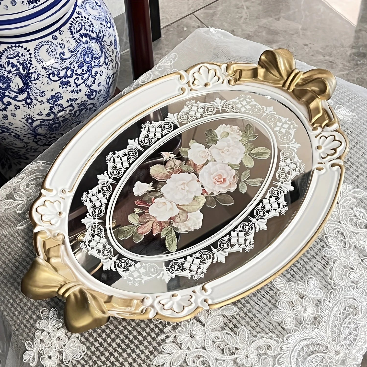 Vintage Hauchdünne Tablett – Europäisches Design – 41x28cm