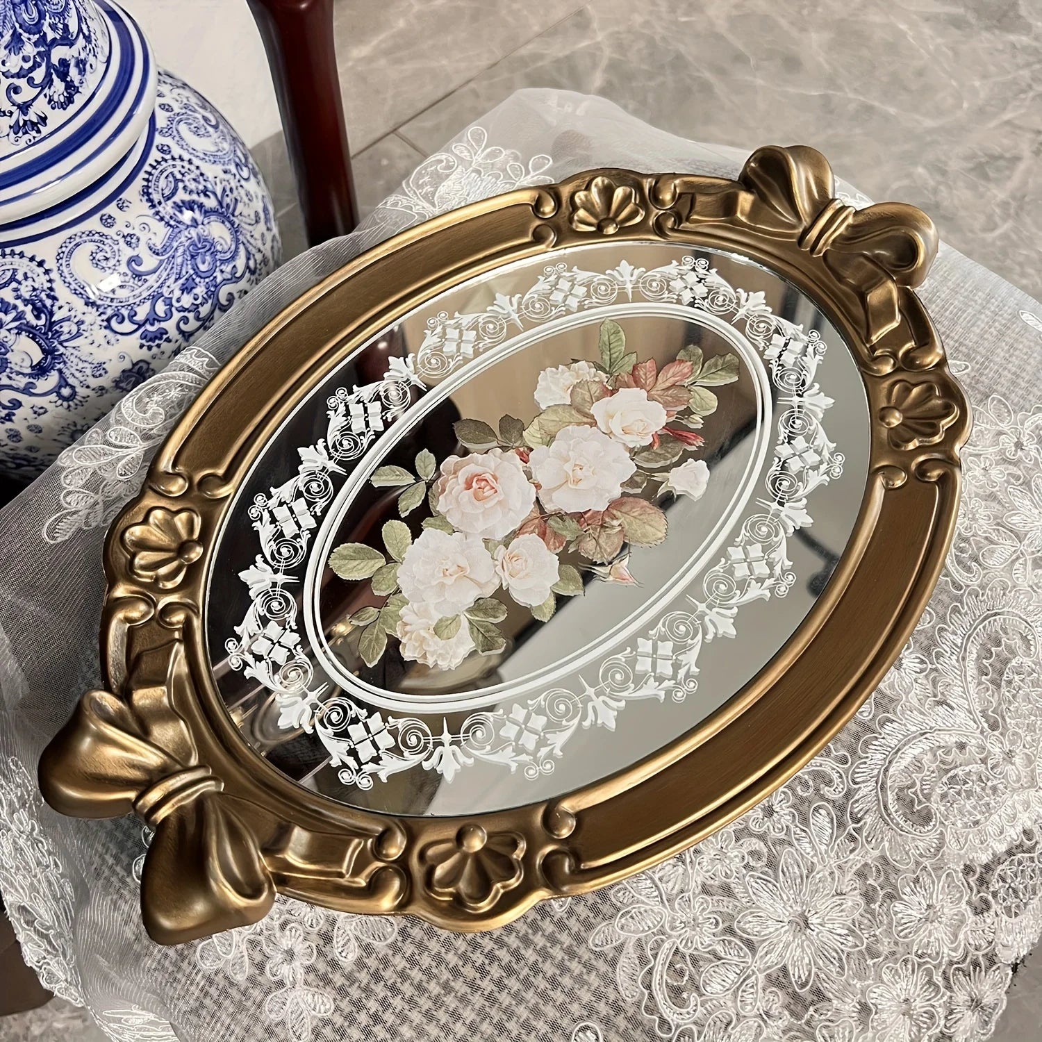 Vintage Hauchdünne Tablett – Europäisches Design – 41x28cm