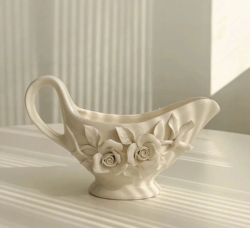 Vintage Keramik Kaffeeset – Handgepresstes Porzellan