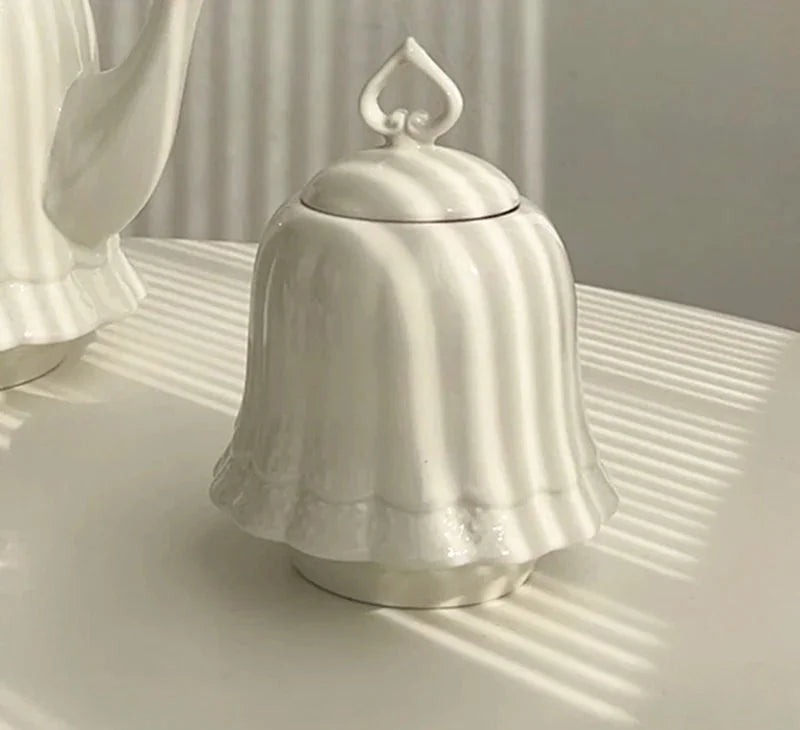 Vintage Keramik Kaffeeset – Handgepresstes Porzellan