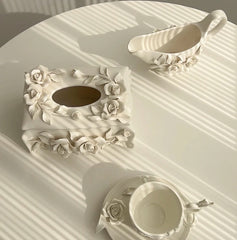 Vintage Keramik Kaffeeset – Handgepresstes Porzellan