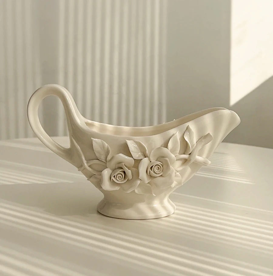 Vintage Keramik Kaffeeset – Handgepresstes Porzellan