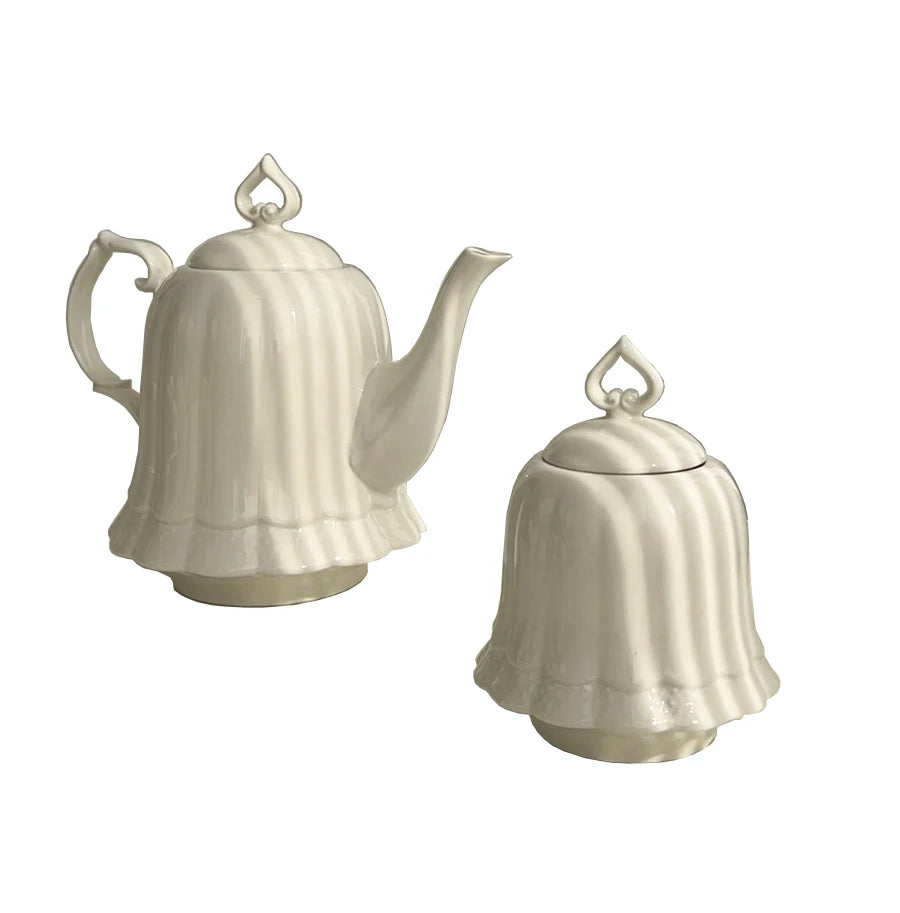 Vintage Keramik Kaffeeset – Handgepresstes Porzellan