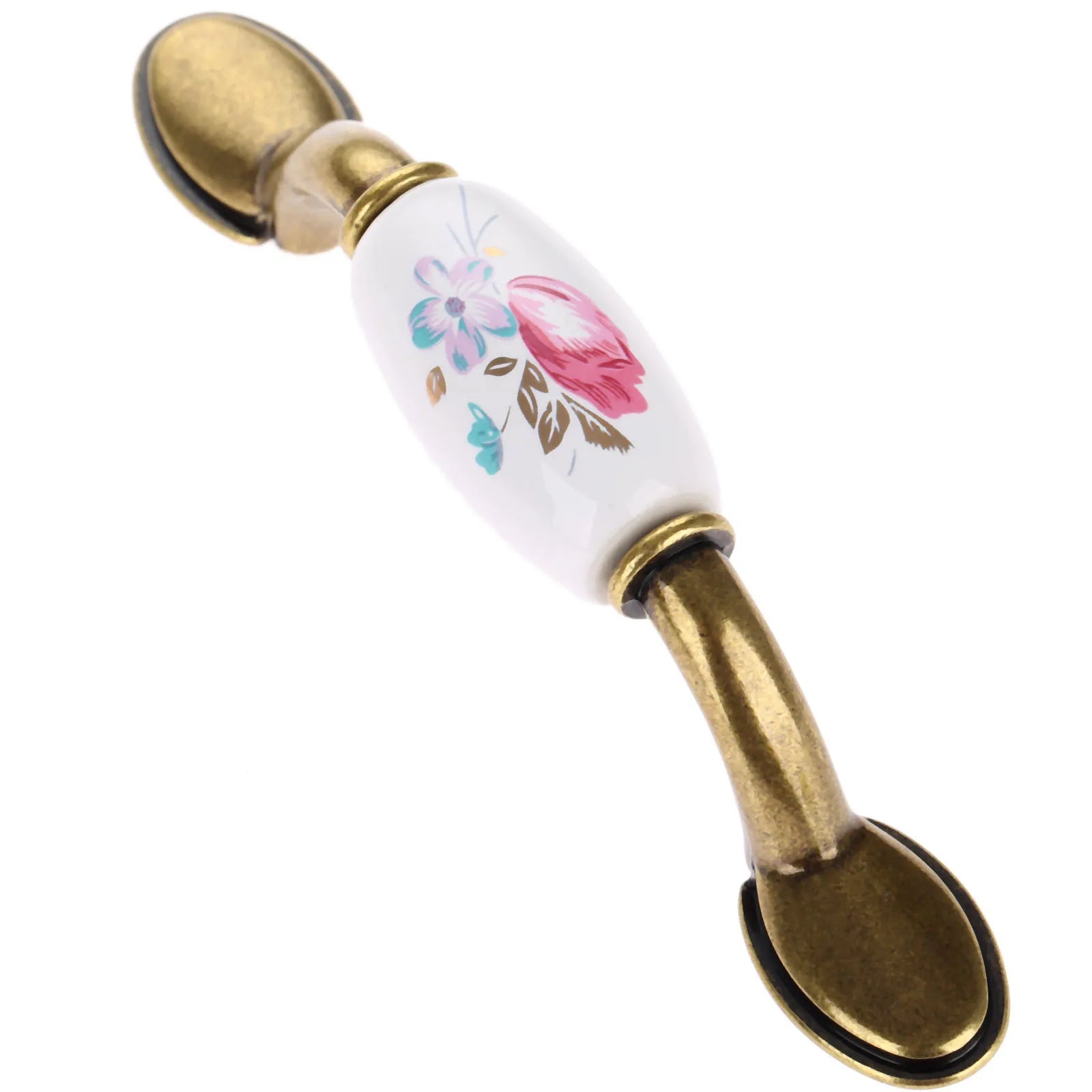 Vintage Keramik Möbelknöpfe – Blumenmuster für Schränke