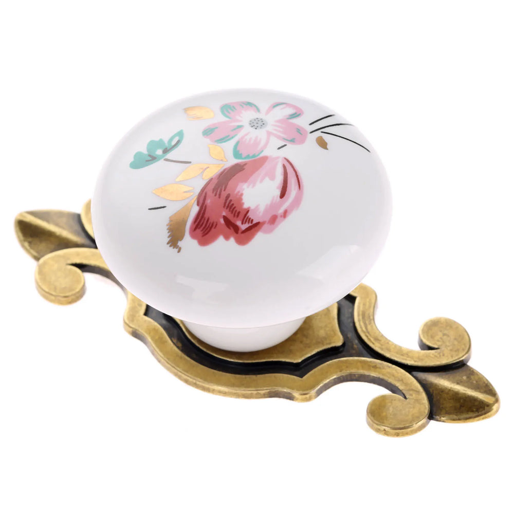 Vintage Keramik Möbelknöpfe – Blumenmuster für Schränke