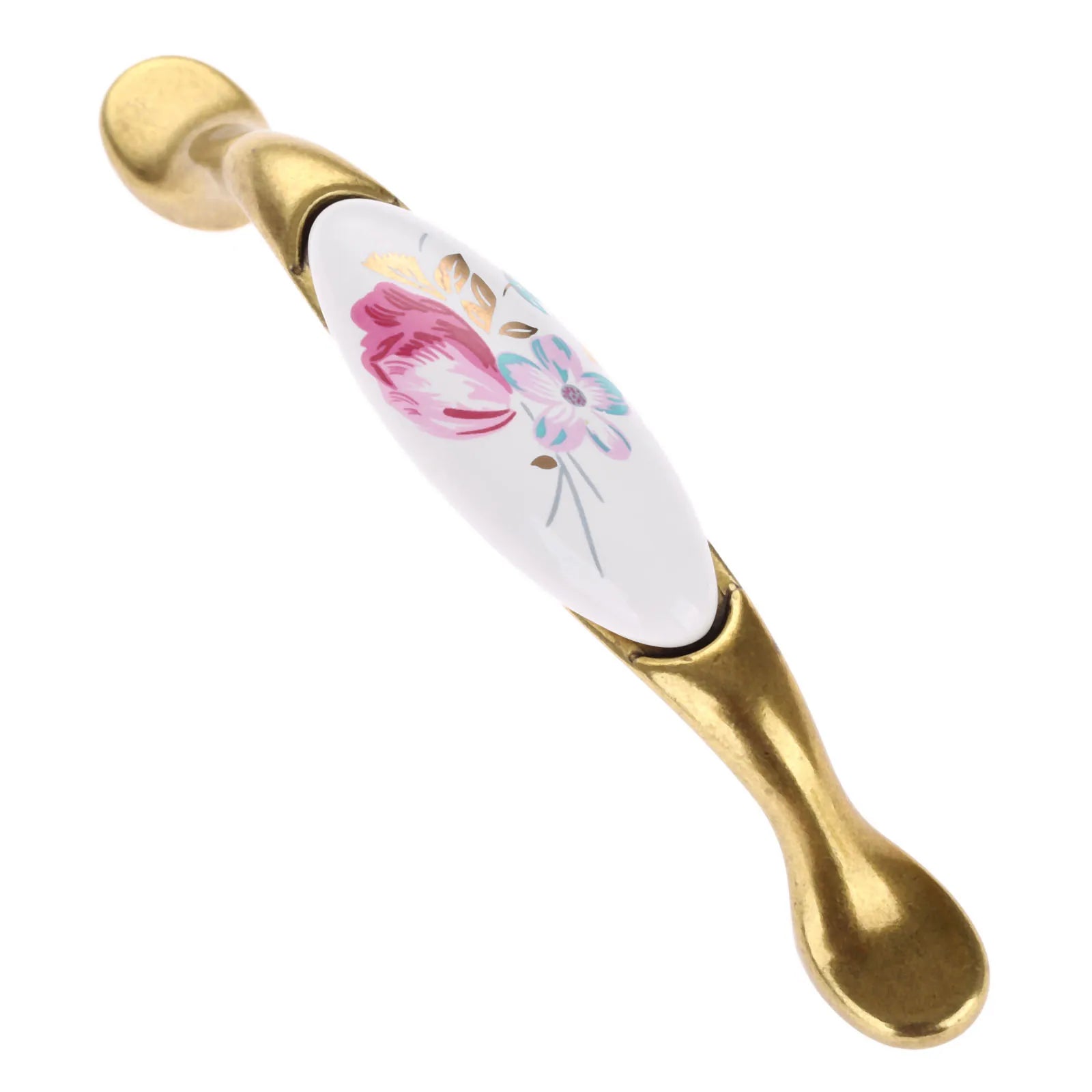 Vintage Keramik Möbelknöpfe – Blumenmuster für Schränke