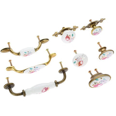 Vintage Keramik Möbelknöpfe – Blumenmuster für Schränke