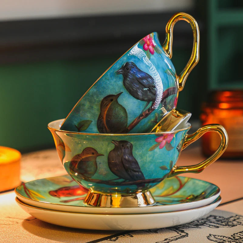 Vintage Keramik Teeset – Knochenporzellan, 3-teilig