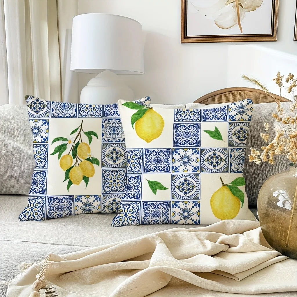 Mehrfarbiger Vintage Kissenbezug aus Polyester, Grösse 50x50cm